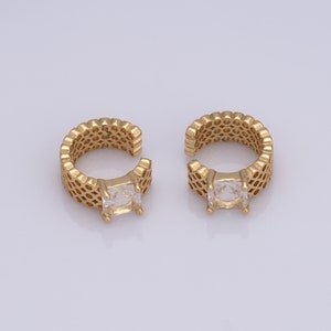 Pendientes de clip de cartílago no perforantes de oro, pendientes de puño CZ rellenos de oro de 18K, aro huggie hipoalergénico, regalo para ella