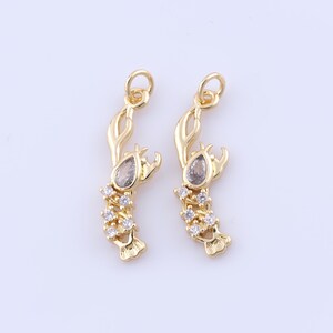 18K Gold Filled Lobster Pendant, Micropave Zirconia Ocean Charms, DIY Jewelry Making Findings Supplies