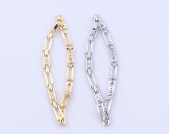 Gold Rectangular Bracelet, 18K Gold Filled Lobster Clasp Rectangular Bracelet, CZ Rectangular Bracelet, Fashion Wide Bracelet, Gift For Her