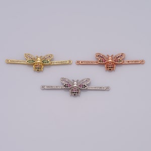 18K Gold Filled Bee Connector,Micropavé CZ Bar Connector,Gold Bee Connector,DIY Bracelet Necklace Jewelry Making Findings Supply