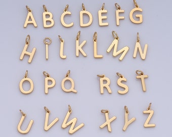 18K Gold Filled 26 Letters Pendant,Letters Charms,Letters Charms DIY Bracelet Necklace Jewelry Making Findings Supply