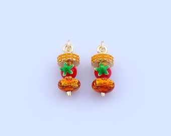 18K Gold Filled Enamel Barbecue Pendant,Gold BBQ Charms,Vegetable Charms DIY Bracelet Necklace Jewelry Making Findings Supply