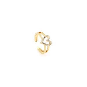 Fashion Heart Shaped Ring, 18K Gold Filled Heart Ring, Micro Pavé CZ Love Ring, Gold Ring, Adjustable Ring, Gift for Her
