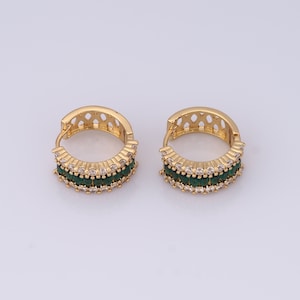 Gold Wide Earrings,18K Gold Filled CZ Huggie Hoop Earrings,Hoop Earrings,Hypoallergenic Huggie Hoop,Gift for Her