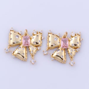 18K Gold Filled Butterfly Pendant, Micropave Zirconia Insect Charms, Flying Charms, DIY Jewelry Making Findings Supplies
