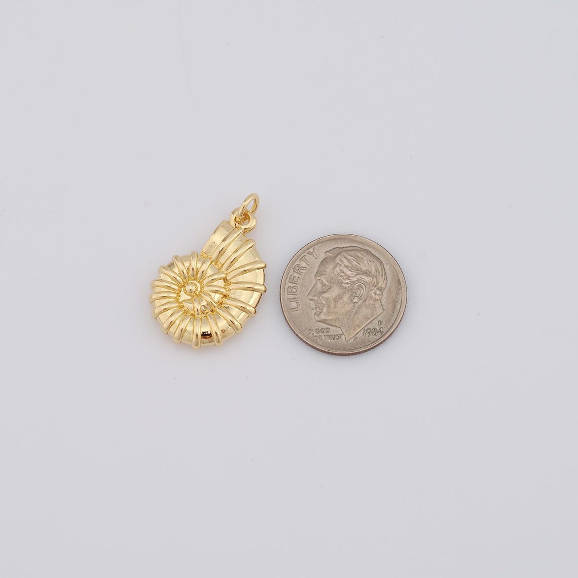 18K Gold Filled Snail Shell Pendant,snail Shell Charms,snail Shell ...