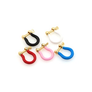 Emaille schroefsluiting, 18 kt gold filled karabijnhaak, sleutelhanger, hoefijzersluiting, kettingsluiting, accessoires voor het maken van sieraden, 18,5 x 16,5 x 3 mm