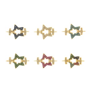 Star Connector, 18K Gold Filled Star Charm, Micropavé CZ Polaris Connector,Bethlehem Star Charm,DIY Jewelry Making Accessories,20.5x31x2.5mm