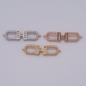 18K Gold Filled H Connector,Gold Double Ring Connector,Micropavé CZ H Connector,DIY Bracelet Necklace Jewelry Making Findings Supply
