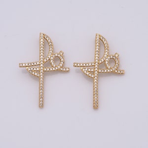 Amuleto de letra dourada Micropavé CZ, pingente de palavra preenchido com ouro 18K, amuletos Fe, acessório para fazer joias DIY