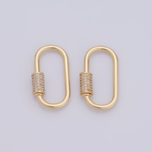 Gold Oval Screw Clasp,18K Gold Filled Carabiner Clasp, Necklace Clasp, Jewelry Clasp, Bracelet Clasp DIY Jewelry Making Supplies