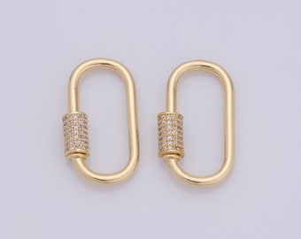 Gold Oval Screw Clasp,18K Gold Filled Carabiner Clasp, Necklace Clasp, Jewelry Clasp, Bracelet Clasp DIY Jewelry Making Supplies