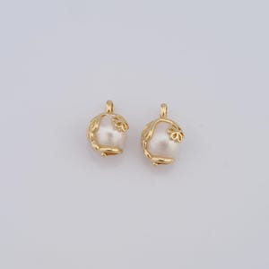 18K Gold gefüllte Blumen Anhänger, Gold Perle Charms, Blumen Charms DIY Armband Halskette Schmuck machen Erkenntnisse Versorgung