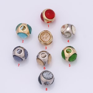 18K Gold Filled Hollow Spacer Beads,CZ Round Beads,Round Beads for DIY Jewelry Making Findings Supply