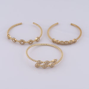 Gold Beaded Bangle,18K Gold Filled Dainty CZ Round Bangle,Simple Bangle,Gift for Her