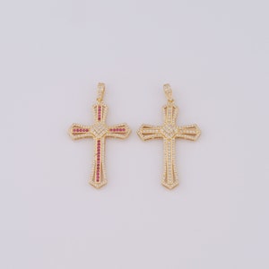 18K Gold Filled Cross Pendant,Gold Religion Charms,CZ Christian Charms DIY Bracelet Necklace Jewelry Making Findings Supply