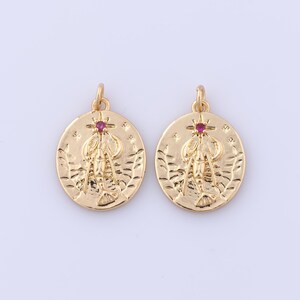18K Gold Filled Round Pendant, Lobster Charms, DIY Jewelry Making Findings Supplies
