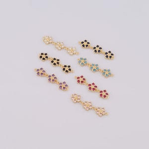18K Gold Filled Flower Connector, Micro Pave CZ Necklace Bracelet Connector, DIY Jewelry Making Supplies