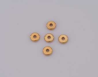 Perles d'espacement plates rondes remplies d'or 18 carats, perles plates, perles rondes pour la fabrication de bijoux à monter soi-même