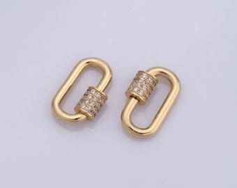 Gold Oval Screw Clasp,18K Gold Filled Carabiner Clasp, Necklace Clasp, Jewelry Clasp, Bracelet Clasp DIY Jewelry Making Supplies