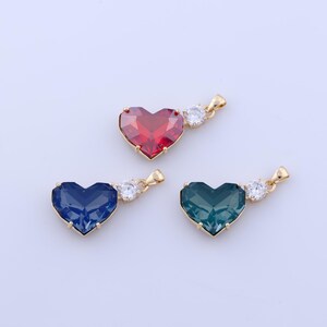 18K Gold Filled Heart Pendant,Micropave Zirconia Love Charms,Heart Charms DIY Bracelet Necklace Jewelry Making Findings Supply
