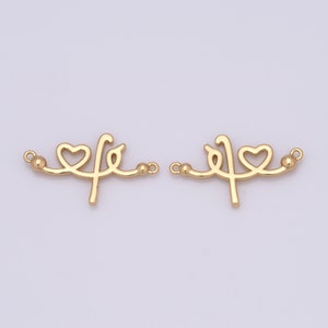 Gold Symbolic Connector,18K Gold Filled Line Connector,Heart Connector,DIY Bracelet Necklace Jewelry Making Findings Supply