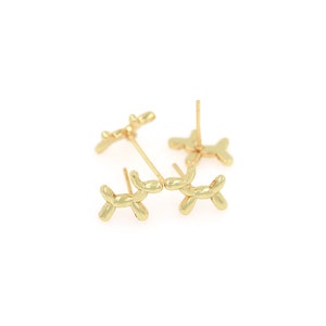 Robot Dog Earrings, 18K Gold Stuffed Animal Stud Earrings, Pet Stud Earrings, Gift for Her, DIY Jewelry Making Accessories, 10x12mm