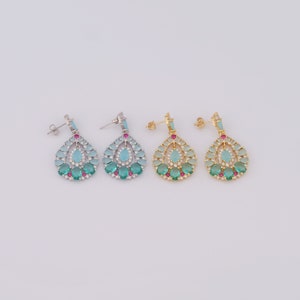 18K Gold Filled Drop Earrings, CZ Drop Earrings, Gift for Her