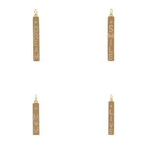 Colgante de barra de palabras, colgante de carta de barra llena de oro de 18 quilates, colgante de barra, accesorios de fabricación de joyas de bricolaje, 50x6x1.2mm