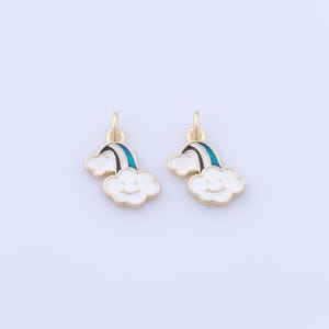 18K Gold Filled Enamel Rainbow Pendant,Gold Cloud Charms,Rainbow Charms DIY Bracelet Necklace Jewelry Making Findings Supply