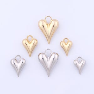 18K Gold Filled Heart Pendant,Love Charms, DIY Bracelet Necklace Jewelry Making Findings Supply