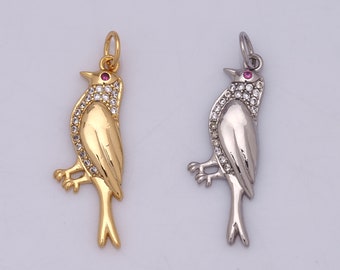 18K Gold Filled Bird Pendant,Gold CZ Bird Charms,Bird Charms DIY Bracelet Necklace Jewelry Making Findings Supply