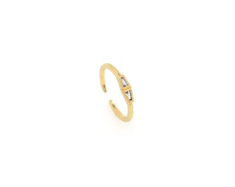 Rhombus Ring, 18K Gold Filled Thin Ring, Micropavé CZ Stacking Ring, Adjustable Ring, Dainty Ring, Gift for Her