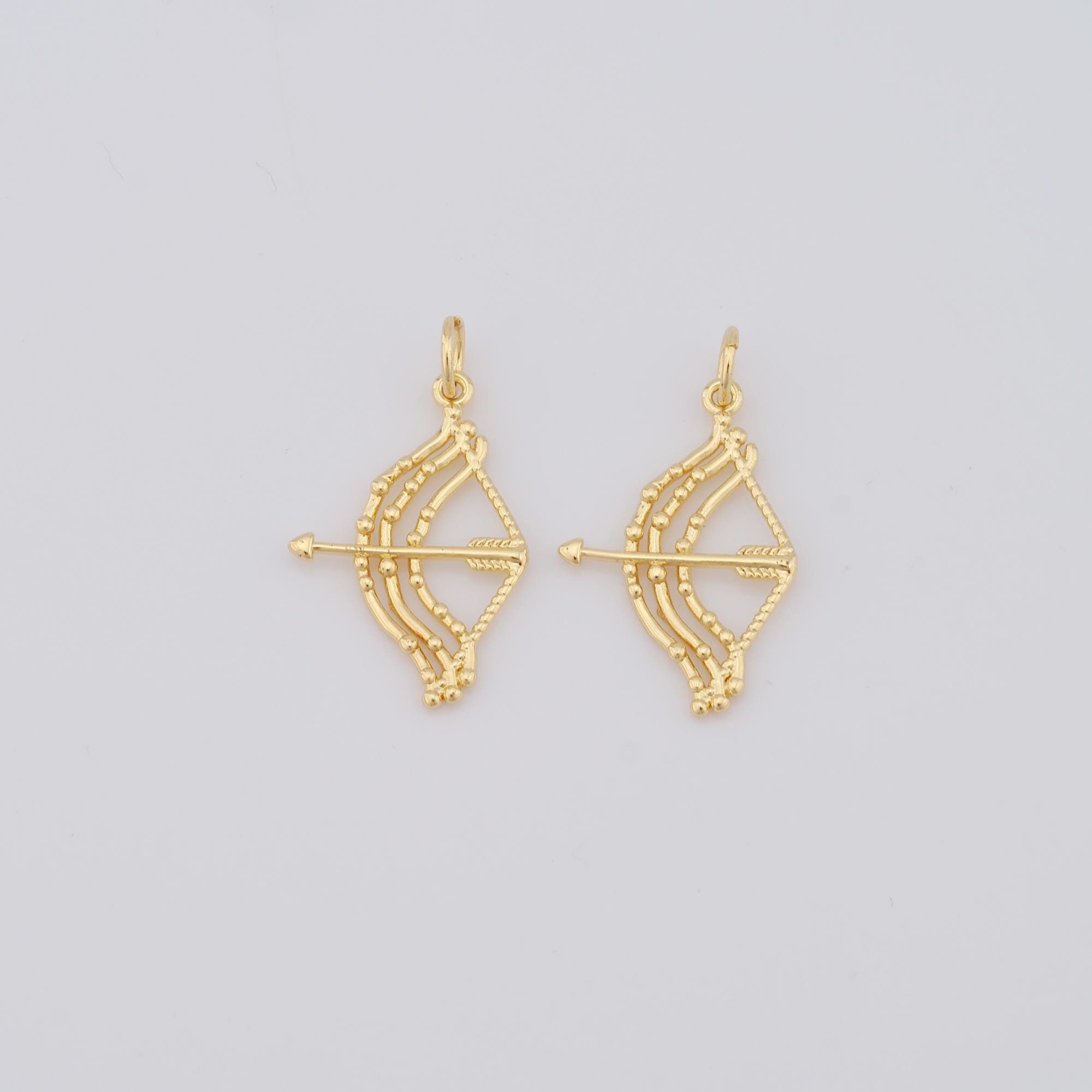 18K Gold Filled Bow and Arrow Pendant,Bow and Arrow Charms,Bow and Arrow Charms, DIY Bracelet Necklace Jewelry Making Supplies