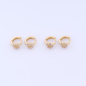 18K Gold Filled Flower Earrings,CZ Sunflower Earrings,Hoop Earrings,Hypoallergenic Earrings,Gift for Her