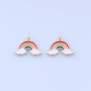 18K Gold Filled Enamel Rainbow Pendant,Gold Cloud Charms,Rainbow Charms DIY Bracelet Necklace Jewelry Making Findings Supply