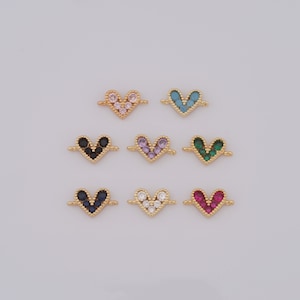 18K Gold Filled Heart Connector, CZ Love Connector, DIY Bracelet Necklace Jewelry Making Supplies