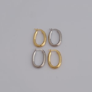 18K Gold Filled Oval Hoop Earrings,Gold Hoop Earrings,Oval Hoop Earrings,Hypoallergenic Huggie Hoop,Gift for Her