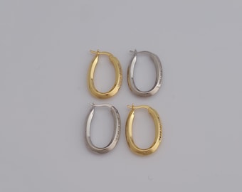 18K Gold Filled Oval Hoop Earrings,Gold Hoop Earrings,Oval Hoop Earrings,Hypoallergenic Huggie Hoop,Gift for Her