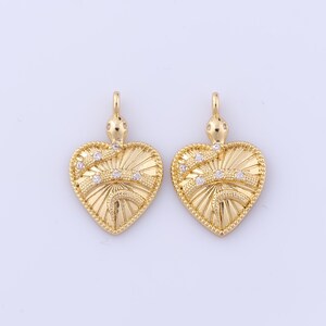 Ciondolo a forma di cuore riempito in oro 18 carati, ciondoli con zirconi micropavé, accessori per la creazione di gioielli fai da te