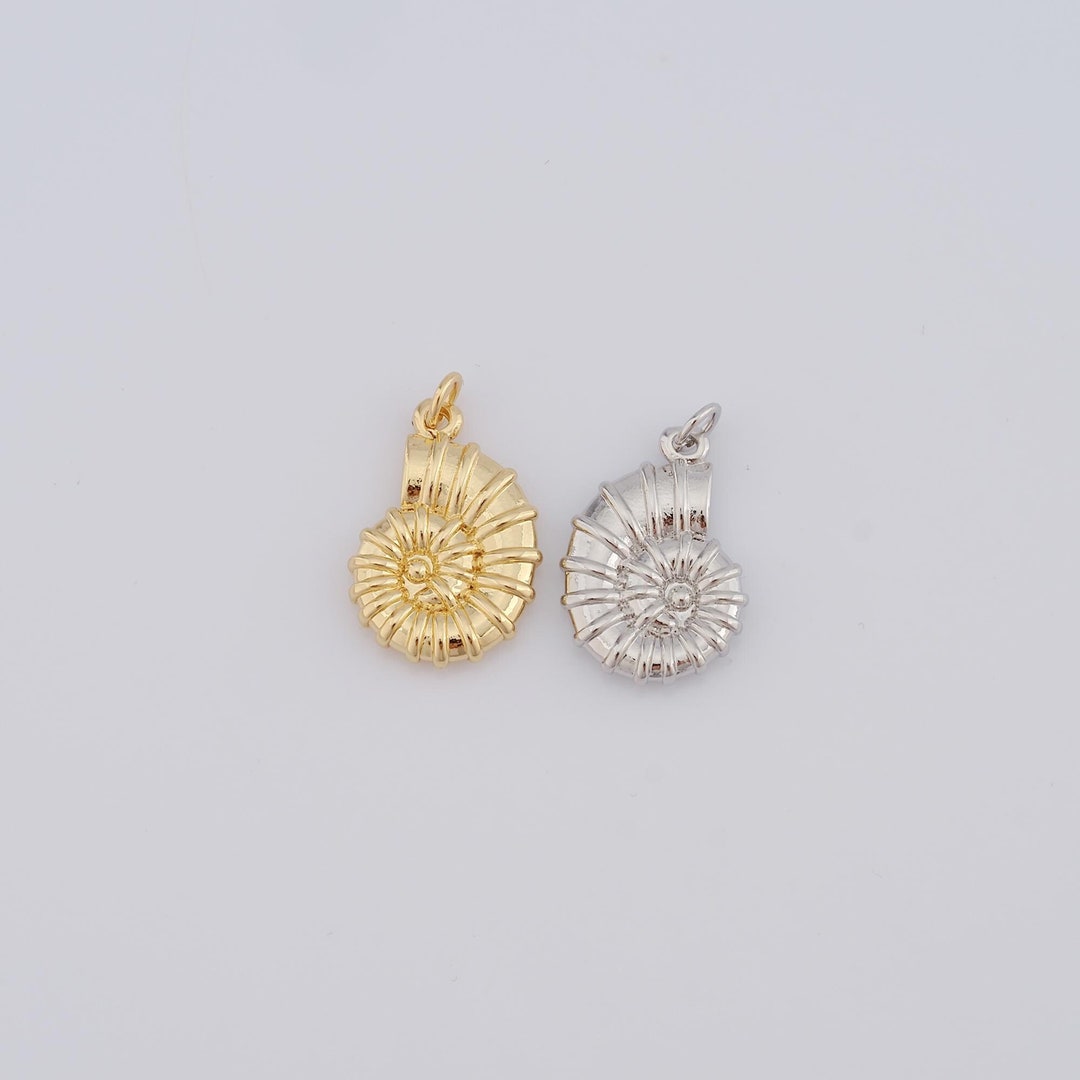 18K Gold Filled Snail Shell Pendant,snail Shell Charms,snail Shell ...