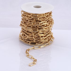18K Gold gefüllte Büroklammerkette, halbfertige Kette für DIY-Armband-Halsketten-Herstellungszubehör
