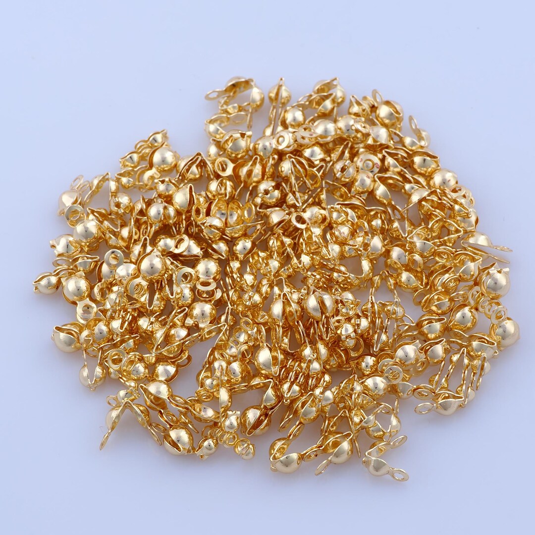 100 Pcs 14K Gold Filled Clamshell Calotte Bead Tip,end Cap Knot Cover ...