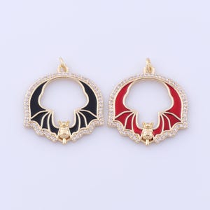18K Gold Filled Bat Pendant, Micropave Zirconia Insect Charms, Flying Charms, DIY Jewelry Making Findings Supplies