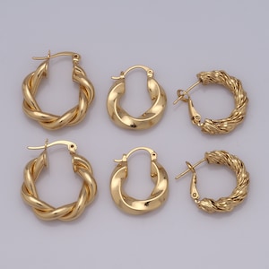 Gold Twist Earrings,18K Gold Filled Huggie Hoop Earrings,Hoop Earrings,Hypoallergenic Huggie Hoop,Gift for Her