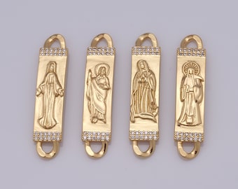 18K Gold Füllte Gold Jungfrau Maria Stecker, Micropavé CZ Saint Jude Stecker, DIY Armband Halskette Schmuckherstellung Lieferung