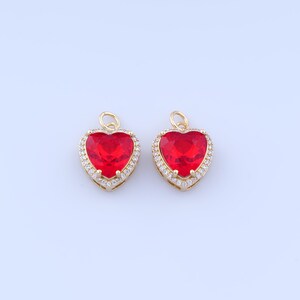 Ciondolo a forma di cuore riempito in oro 18 carati, ciondoli minimalisti in oro con zirconi cubici, ciondoli dell'amore fai da te per la creazione di gioielli, bracciali e collane.