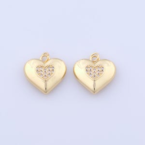 18K Gold Filled Heart Pendant,Micropave Zirconia Love Charms,Heart Charms DIY Bracelet Necklace Jewelry Making Findings Supply