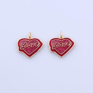 18K Gold Filled Heart Pendant,Micropave Zirconia Love Charms,Heart Charms DIY Bracelet Necklace Jewelry Making Findings Supply
