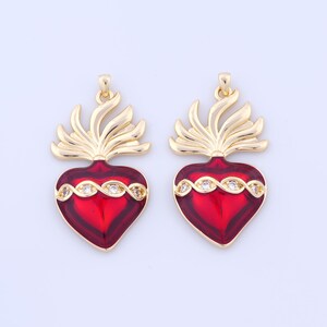 18K Gold Filled Heart Pendant,Micropave Zirconia Love Charms,Heart Charms DIY Bracelet Necklace Jewelry Making Findings Supply